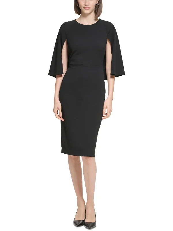 Womens Cape Sleeve Polyester Sheath Dress Tunics Chic fashionable