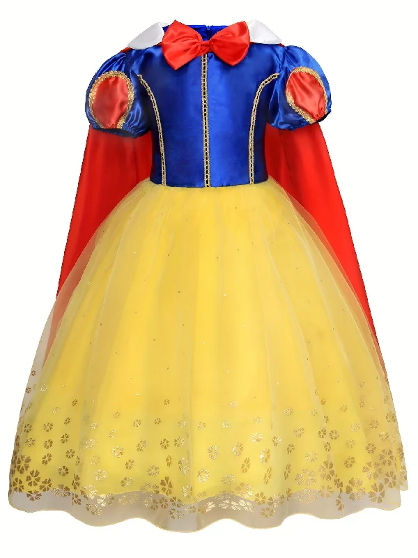 Girls' Princess Tutu Dress, Bow Decor Puff Short Sleeve Carnival Halloween Performance Birthday Gift Party Dress Up Outfit Elegant Long Evening Girls' Princess Tutu Dress, Bow Decor Puff Short Sleeve Carnival Halloween Performance Birthday Gift Party Dress Up Outfit Elegant Long Evening