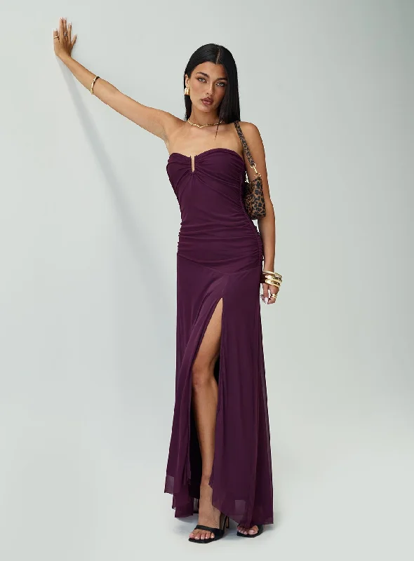 Barbarella Strapless Maxi Dress Purple Tunics Denim casual
