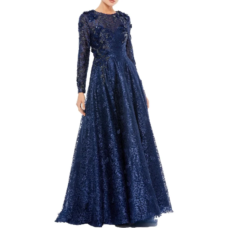 Womens Lace Embellished Evening Dress Tunics Leisure comfortable