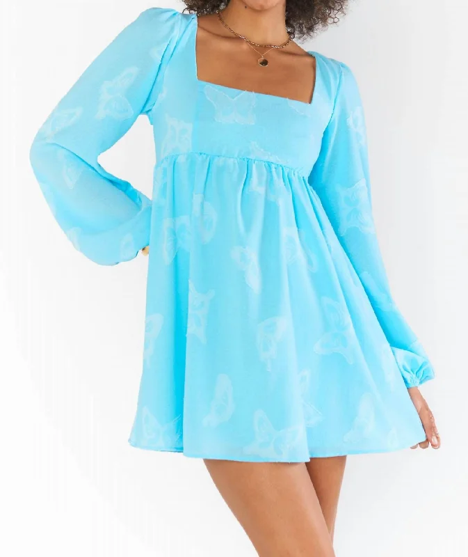 Marianna Mini Dress In Blue Clip Butterfly Tunics Designer luxury