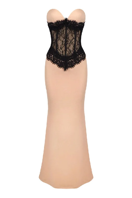 Lavish Sweetheart Contrast Lace Corset Jersey Fishtail Evening Maxi Dress Tunics Trendy modern Lavish Sweetheart Contrast Lace Corset Jersey Fishtail Evening Maxi Dress Tunics Trendy modern