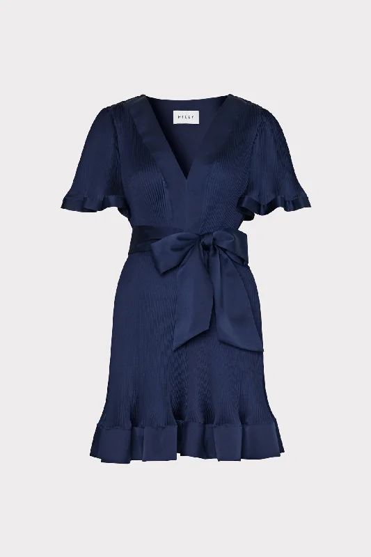 Ellie Satin Pleated Mini Dress Tunics Trendy modern