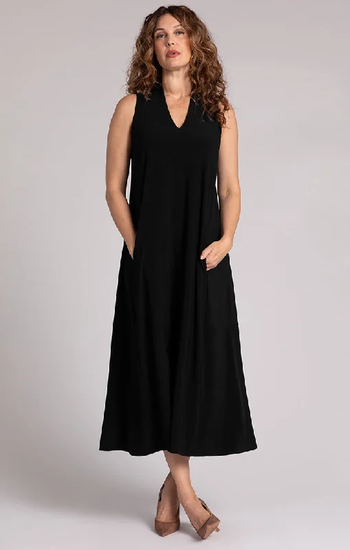Sympli - Sleeveless Deep V Maxi Dress Pencil Office Professional