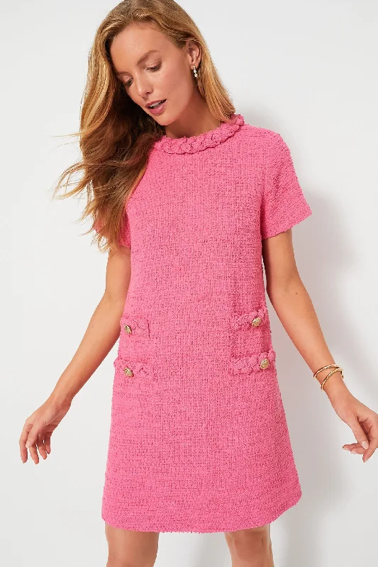 Hot Pink Tweed Jackie Dress Tunics Distressed trendy
