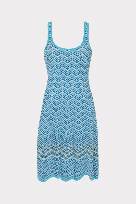 Zig Zag Flare Knit Mini Dress Tunics Leisure comfortable