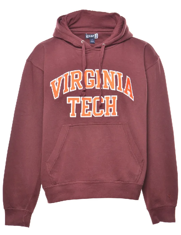 Virginia Tech Printed Hoodie - M Hoodie with Mock Neck Collared Structured