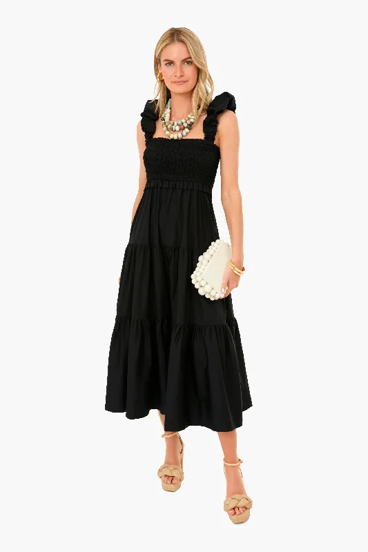 Black Sloane Sleeveless Smocked Dress Tunics Sophisticated sleek