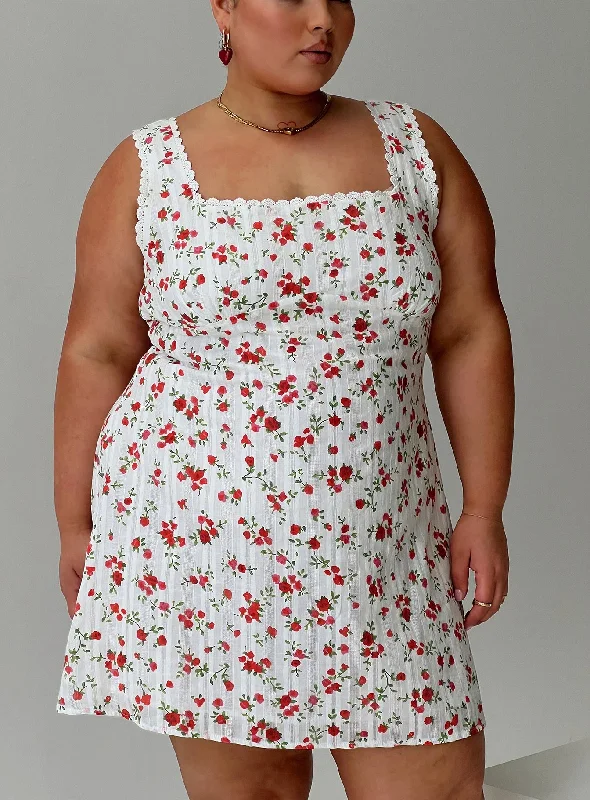 Dasha Mini Dress White Floral Curve Tunics Short Trendy