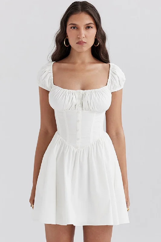 Sweet Scoop Neck Cap Sleeve Fit & Flare Corset Party Mini Dress Tunics Brand named