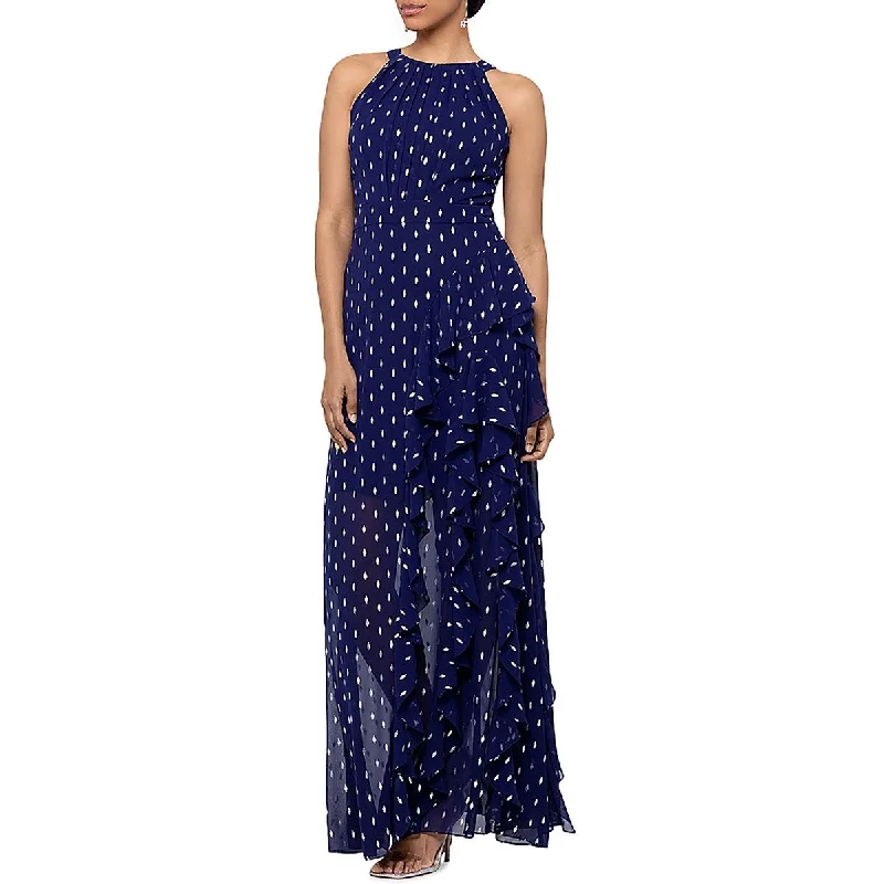 Womens Chiffon Foiled Evening Dress Tunics Yoga stretchy