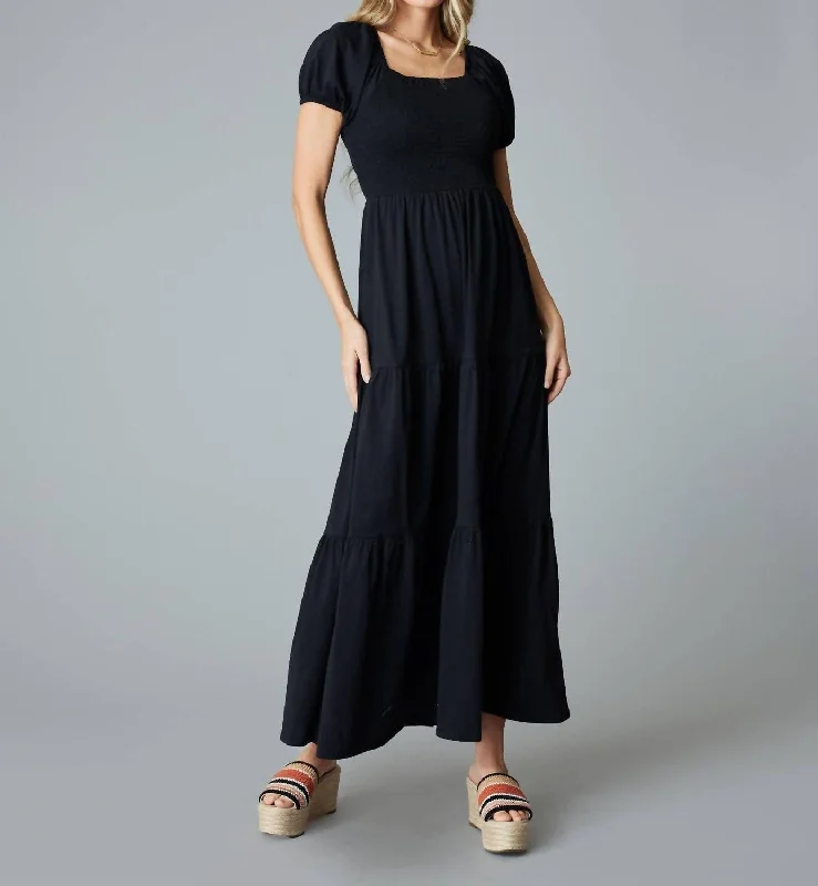 Jade Tiered Maxi Dress In Black Tunics Occasion special