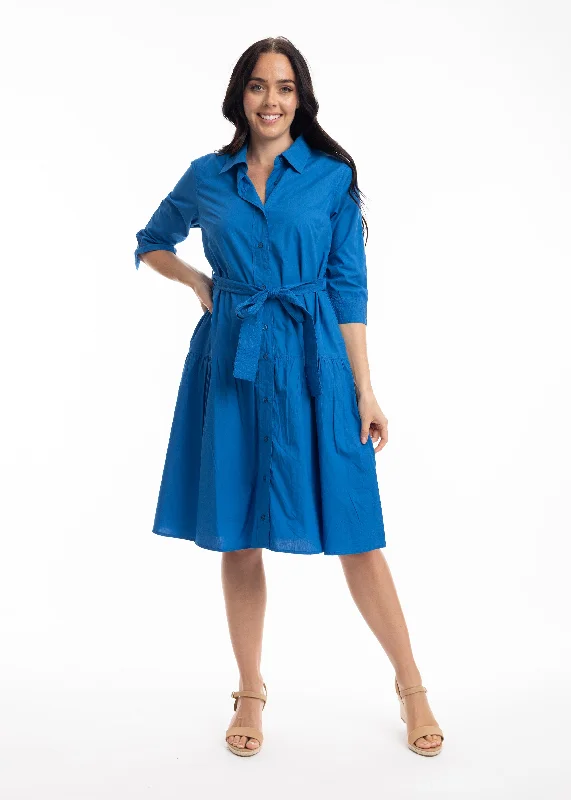 Orientique - Essentials Poplin Button Down Dress with Belt Tunics Sophisticated sleek Orientique - Essentials Poplin Button Down Dress with Belt Tunics Sophisticated sleek