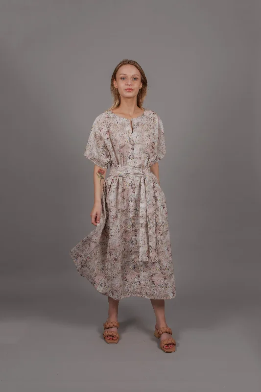 Obi Dress - Pink Moss Tunics Print Colorful