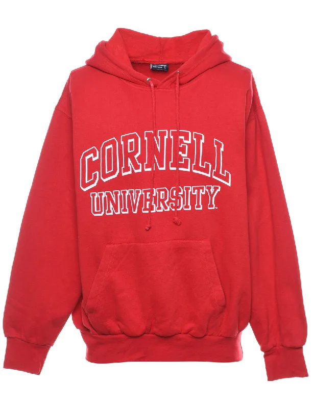 Red Cornell University Hoodie - L Hoodie with Tie-Dye Psychedelic Retro