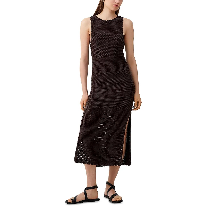 Womens Croschet Metallic Midi Dress Tunics Sophisticated sleek