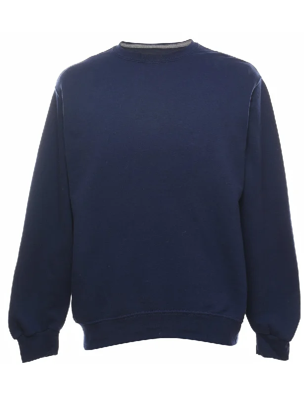 Navy Plain Sweatshirt - M Hoodie with Earth Tones Natural Calm