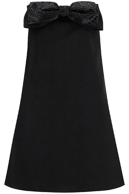 Self Portrait Strapless Mini Dress With Bow Tunics Bridal satin