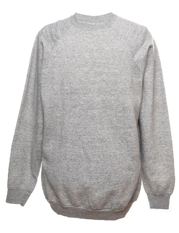Marl Grey Plain Sweatshirt - XL Hoodie with Contrast Stitching Detailed Premium