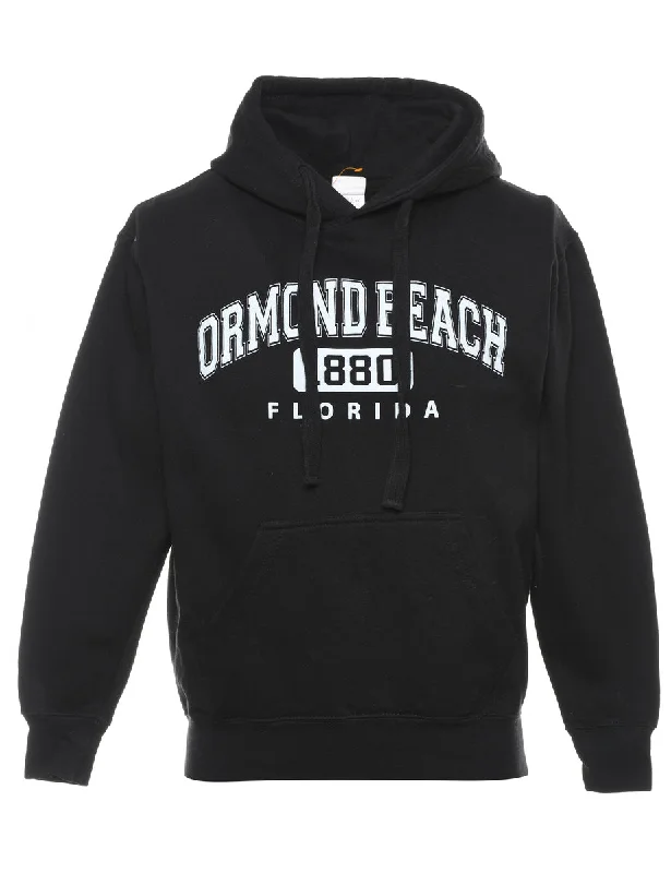Black Ormond Beach Florida Hooded Sports Sweatshirt - M Hoodie with Neon Bright Vibrant Black Ormond Beach Florida Hooded Sports Sweatshirt - M Hoodie with Neon Bright Vibrant
