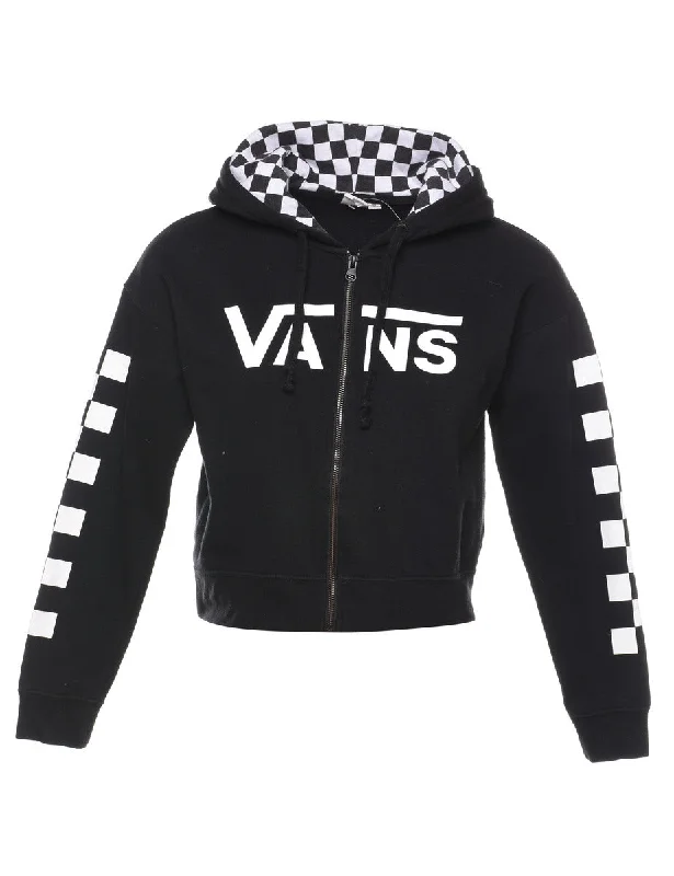 Vans Black & White Checked Hoodie - XS Hoodie with Contrast Stitching Detailed Premium Vans Black & White Checked Hoodie - XS Hoodie with Contrast Stitching Detailed Premium