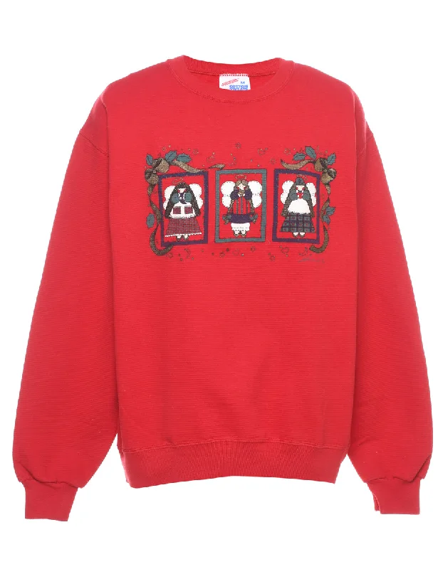 Festive Season Christmas Sweatshirt - M Hoodie with Front Slit Layering Stylish
