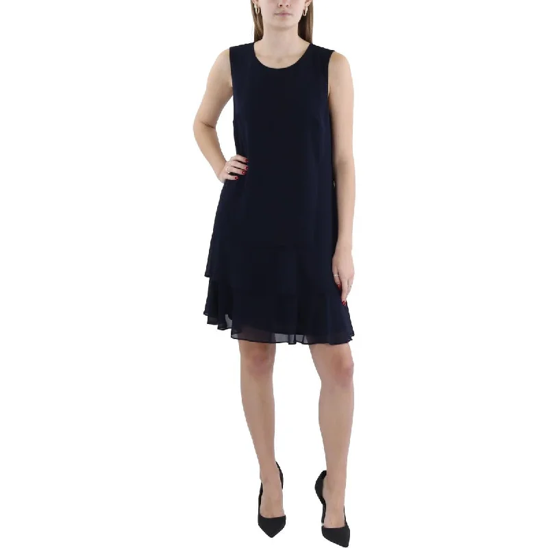 Womens Solid Polyester Shift Dress Tunics Formal black