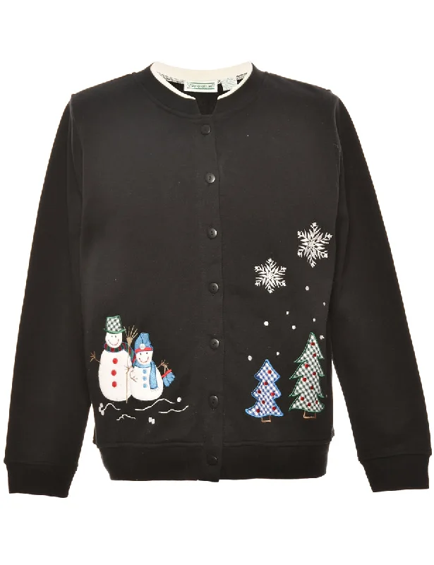 Festive Season Black Christmas Sweatshirt - S Hoodie with Print Artistic Unique