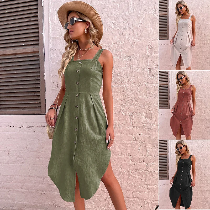 IKEARLAX women's clothing is hot in in summer, and the suspender is irregular backless cotton and linen dress. Tunics Handmade artisanal IKEARLAX women's clothing is hot in in summer, and the suspender is irregular backless cotton and linen dress. Tunics Handmade artisanal
