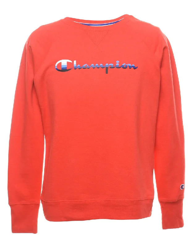 Champion Printed Sweatshirt - L Hoodie with Ribbed Cuffs Snug Fit Comfort
