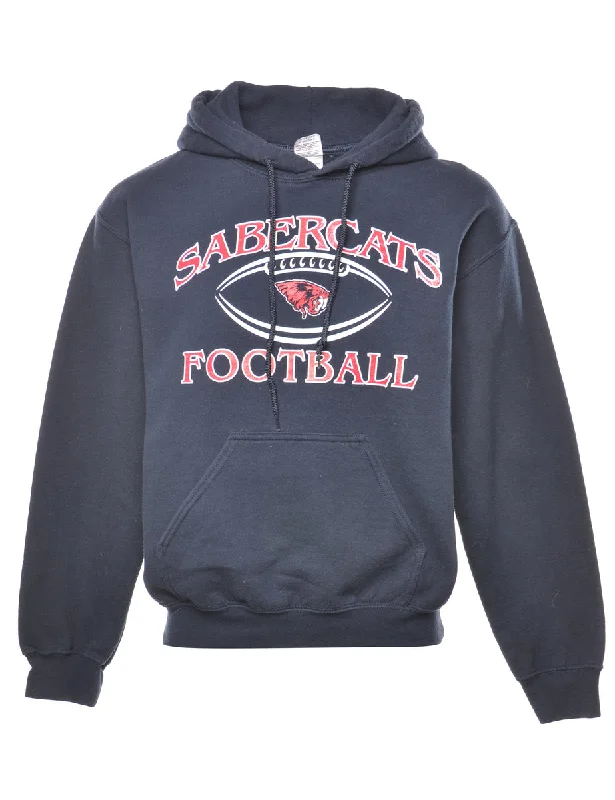 Sabercats Football Hooded Navy & Red Sports Sweatshirt - S Hoodie with Stripes Bold Sporty Sabercats Football Hooded Navy & Red Sports Sweatshirt - S Hoodie with Stripes Bold Sporty