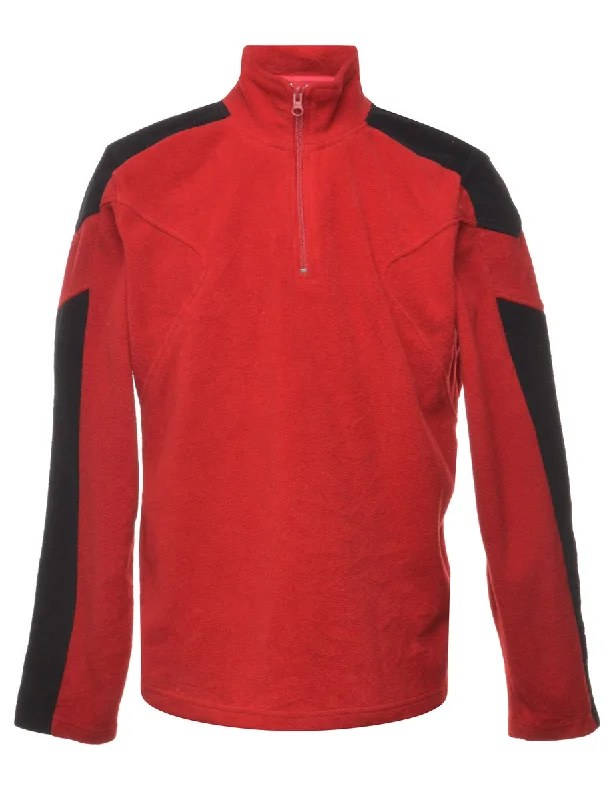 Quarter Zip Fleece Sweatshirt - L Zip Hoodie Drawstring Kangaroo Pocket