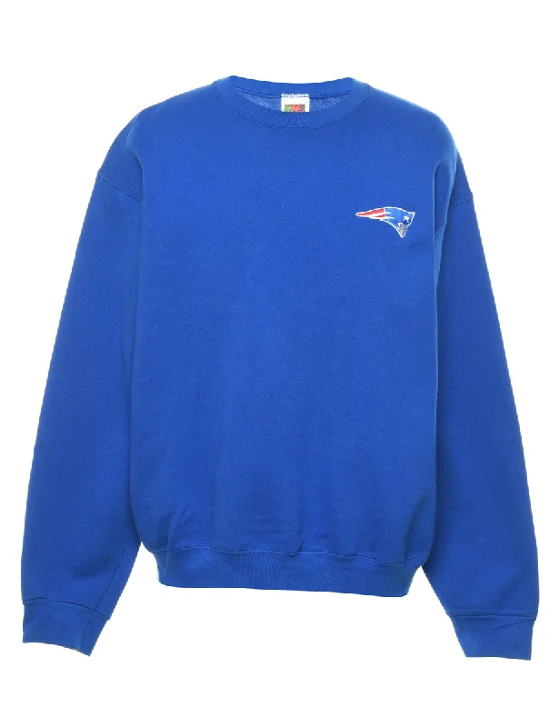 Blue Plain Sweatshirt - L Hoodie with Emblem Brand Identity