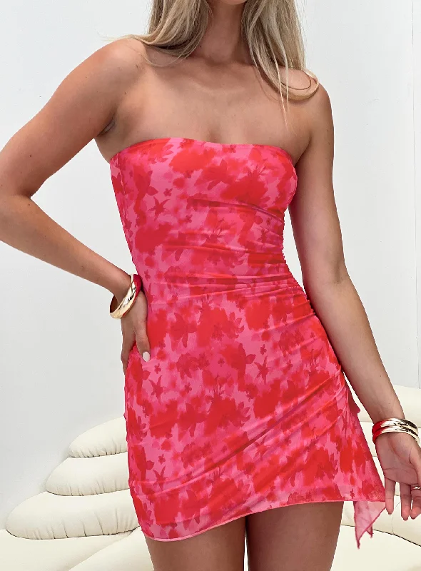 Donelli Mini Dress Pink Floral Tall Tunics Trousers formal