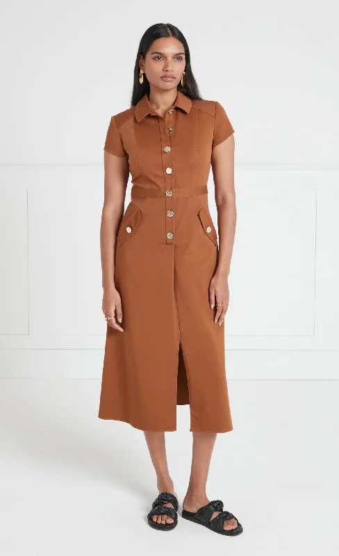 Castell Dress - Brown Maxi Flowy Bohemian