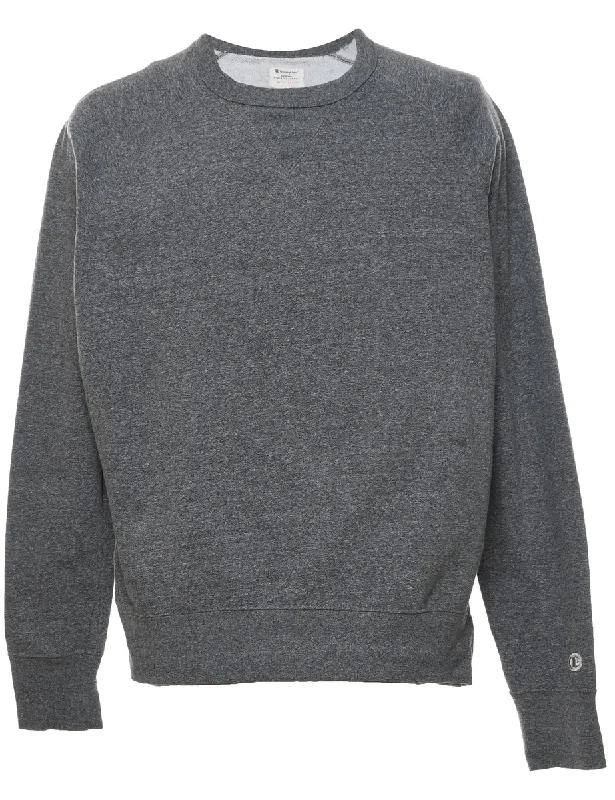 Champion Plain Sweatshirt - L Hoodie with Side Slits Relaxed Casual