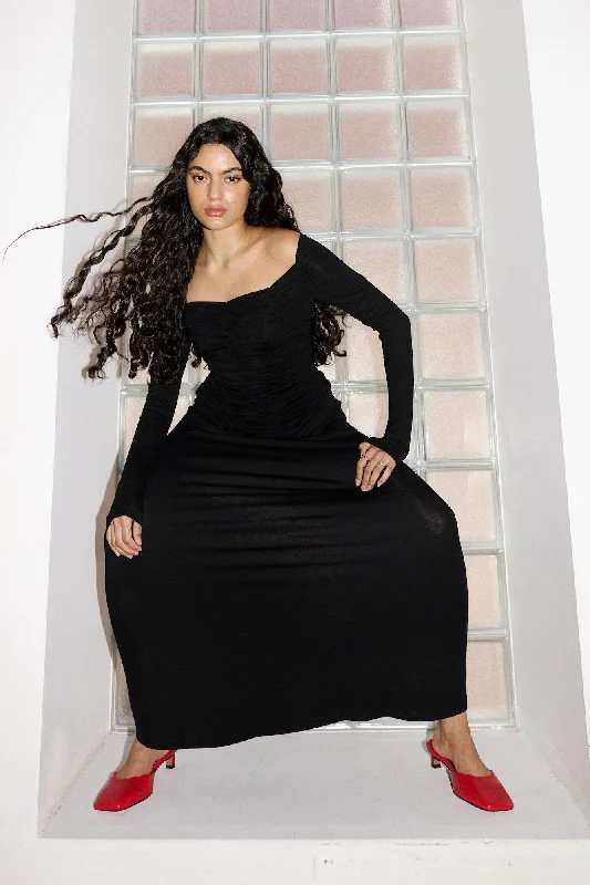 Dominique Healy - Jolene Longsleeve Dress, Black Tunics Stylish modern