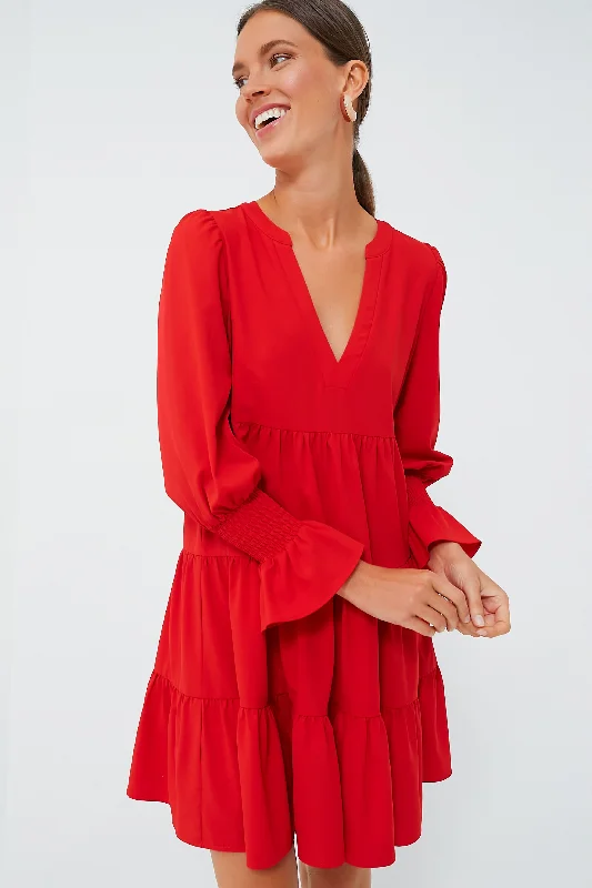 Red Crepe Kenzo Dress Tunics Office stylish