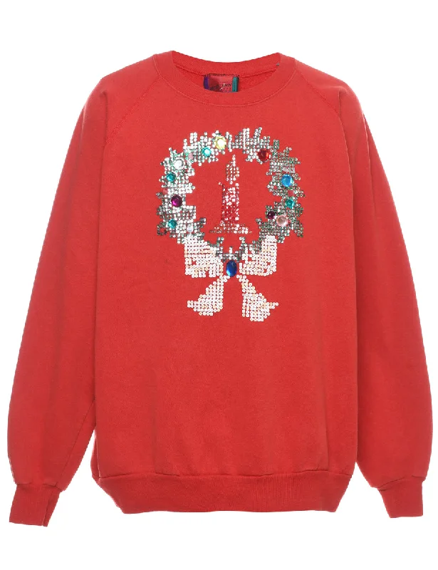 Festive Season Christmas Sweatshirt - XL Hoodie with Crew Neck Simple Timeless
