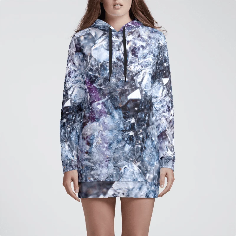 Geode Grace Womens Hoodie Dress Hoodie with Hem Lace Feminine Delicate