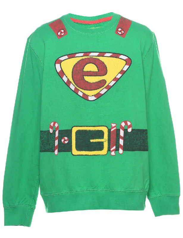 Festive Season Christmas Sweatshirt - L Hoodie with Half-Zip Sporty Casual