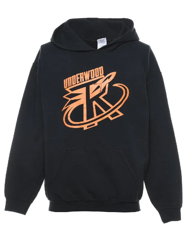 Black Underwood Hoodie - M Hoodie with Hem Elastic Stretchable Comfortable