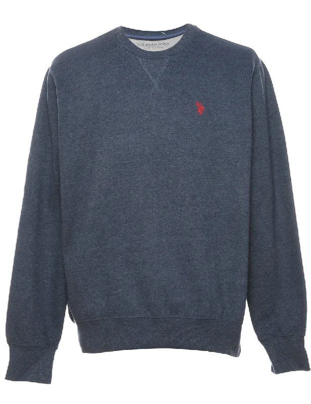 Navy Plain Sweatshirt - M Hoodie with Drawstring Waist Adjustable Fitted