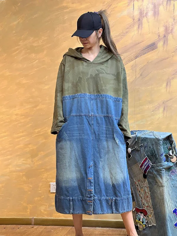Women's Sweatshirt Loose Side Pockets Hooded Dress Hoodie Jacket Zipper Layering