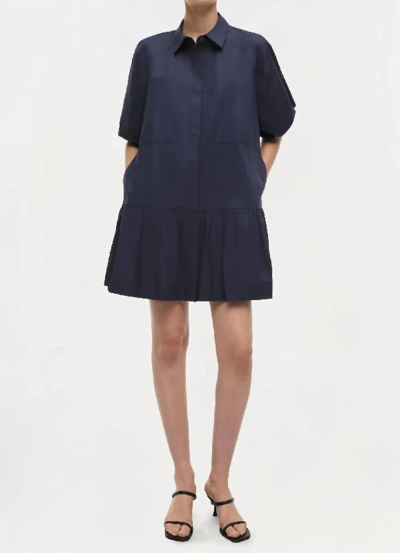 Crissy Cotton Poplin Dress In Midnight Tunics Mesh breathable