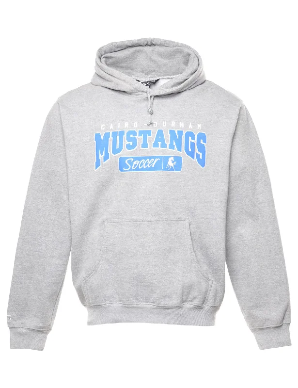 Mustangs Soccer Printed Grey & Blue Hoodie - M Hoodie with Patch Decorative Personalized Mustangs Soccer Printed Grey & Blue Hoodie - M Hoodie with Patch Decorative Personalized