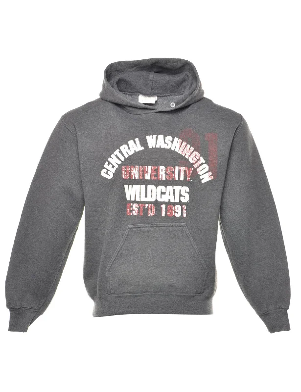 Wildcats Printed Grey & Silver Hoodie - S Hoodie with Ribbed Cuffs Snug Fit Comfort