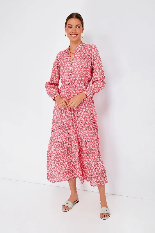 Crescent Flower Bon Pink Frances 3 Dress Maxi Flowy Bohemian