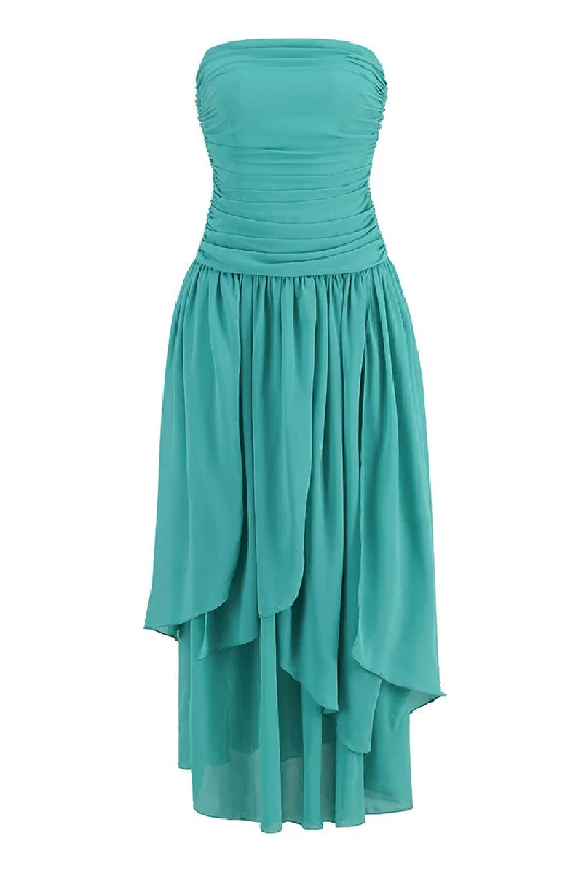 Ethereal Ruched Strapless Drop Waist Tiered Petal Split Gown Maxi Dress Tunics Favorite customer Ethereal Ruched Strapless Drop Waist Tiered Petal Split Gown Maxi Dress Tunics Favorite customer