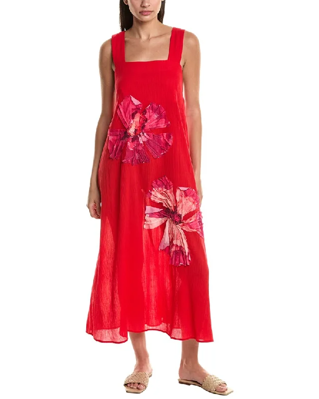 Natori Gauze Applique Maxi Dress Tunics Distressed trendy
